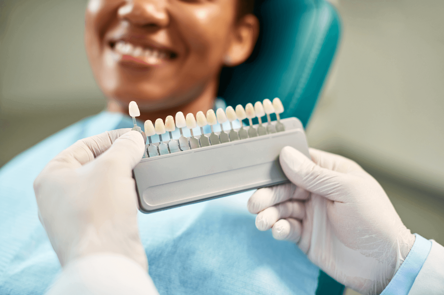 womans smile after being shown teeth whitening results at 19 wimpole street dental in london