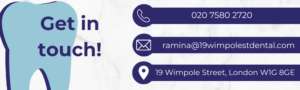 Contact details for 19 Wimpole Street Dental Practice.