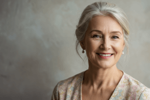 Old lady smiling before dermal filler treatment at 19 wimpole street